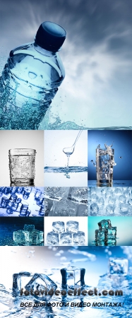 Stock Photo: Clean water and ice cubes