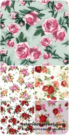 ,     / Vector background with roses, floral backgrounds