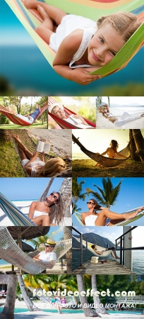 Stock Photo: Relax on hammock