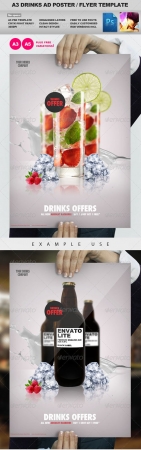 A3 Drinks Promotion Advertisement Poster Template