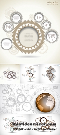 Stock: Infographic timeline with Gear mechanic concept