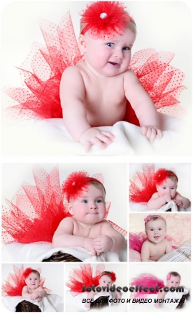      / Little girl in a red skirt - Stock photo