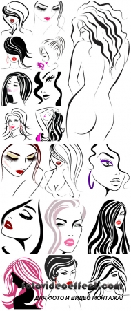 ,    / Girls, large vector collection