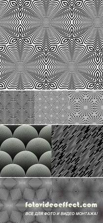 Stock: Black and White Op Art Design, Vector Seamless Pattern Background
